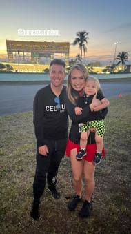 Tara poses with husband Aj Allmendinger and son Aero. Source : @Instagram/mrs.allmendinger